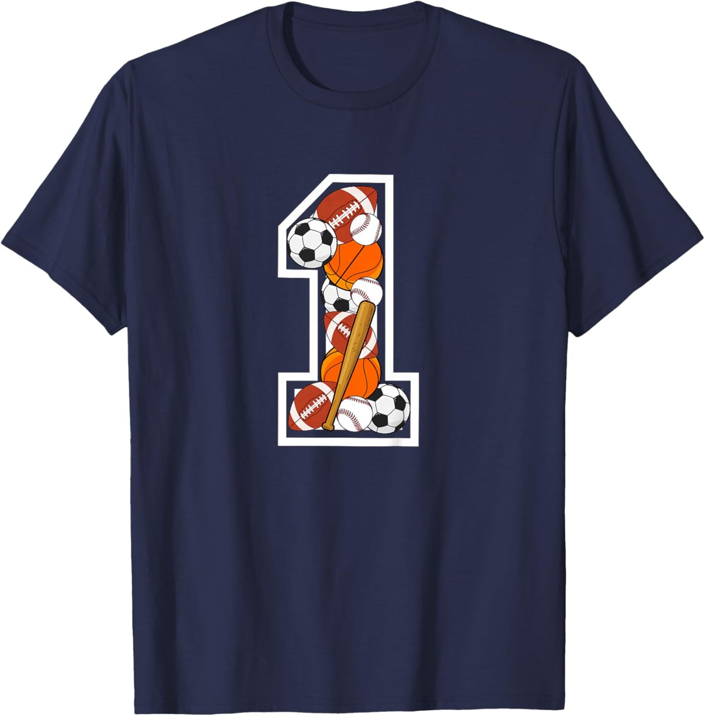 Kids 1st Birthday Sports Birthday Party 1 Year Old Boy T-Shirt - T-Shirt | Navy