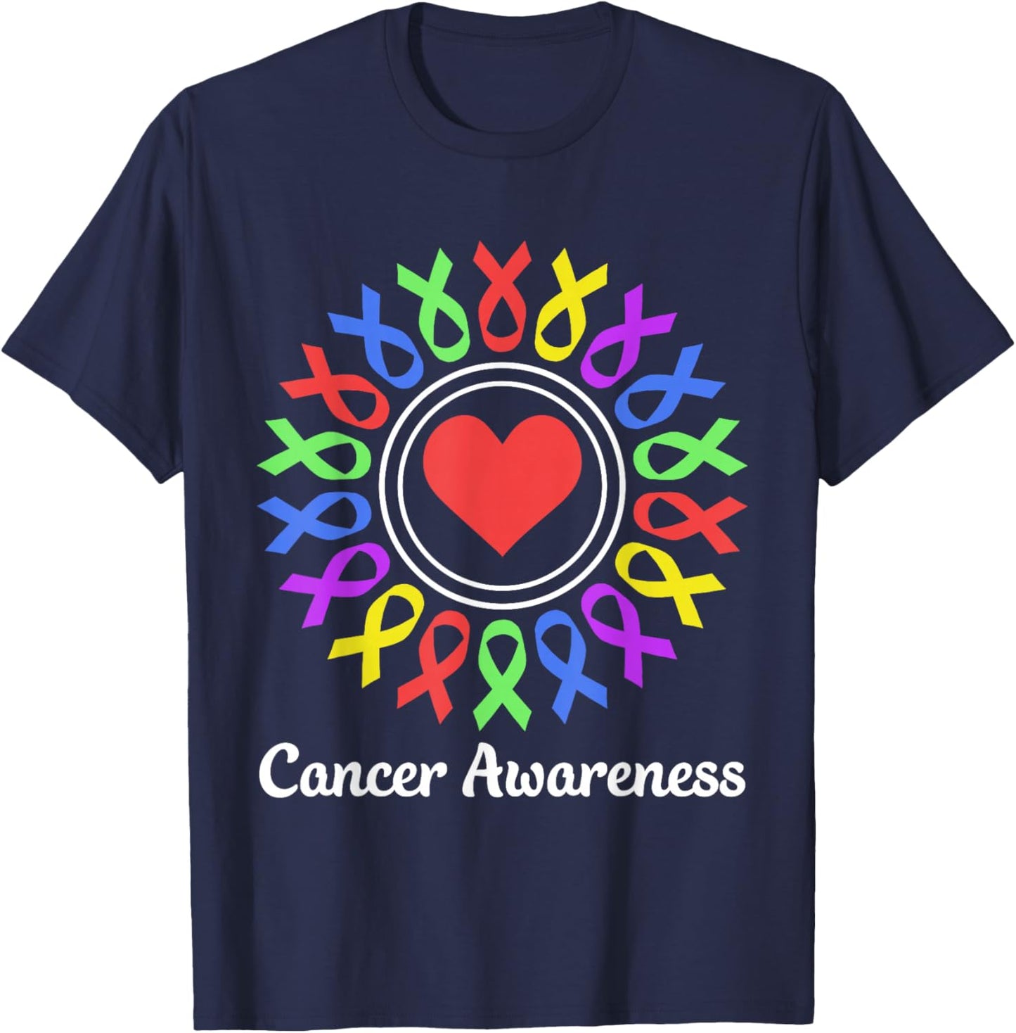Cancer Awareness - Fight Cancer Ribbon T-Shirt - T-Shirt | Navy