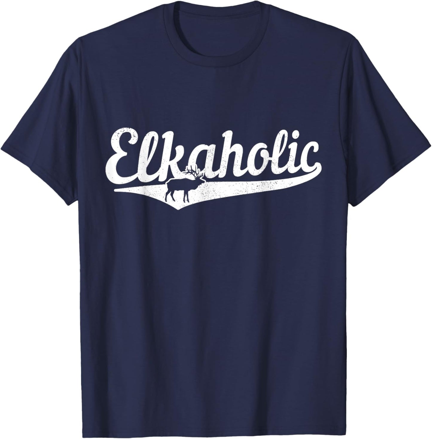 Elkaholic Moose Hunting Funny Moose Hunter T-Shirt - T-Shirt | Navy