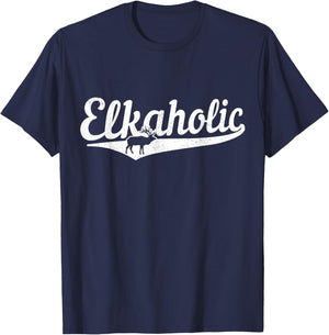 Elkaholic Moose Hunting Funny Moose Hunter T-Shirt - T-Shirt | Navy