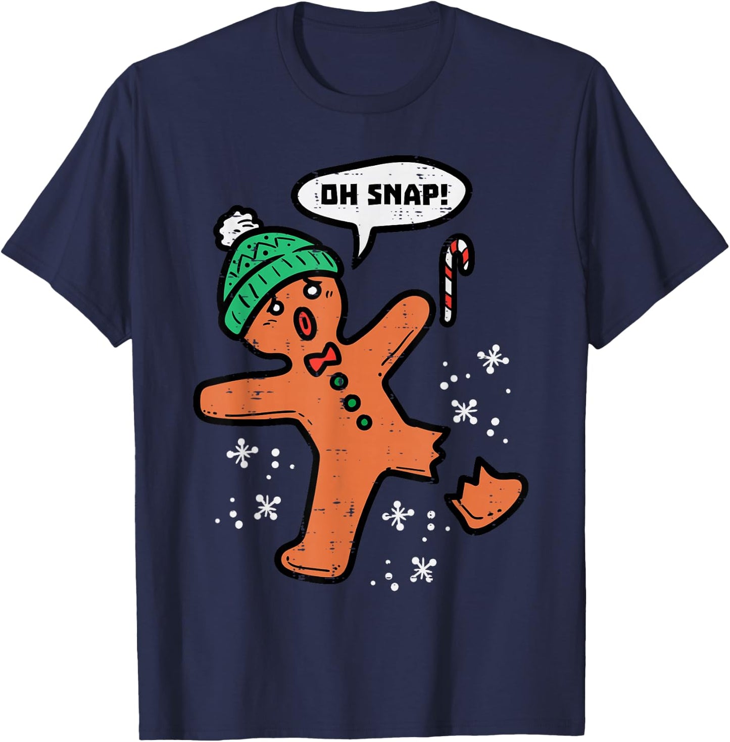 Oh Snap Gingerbread Man Funny Christmas Xmas Men Women Kids T-Shirt - T-Shirt | Navy