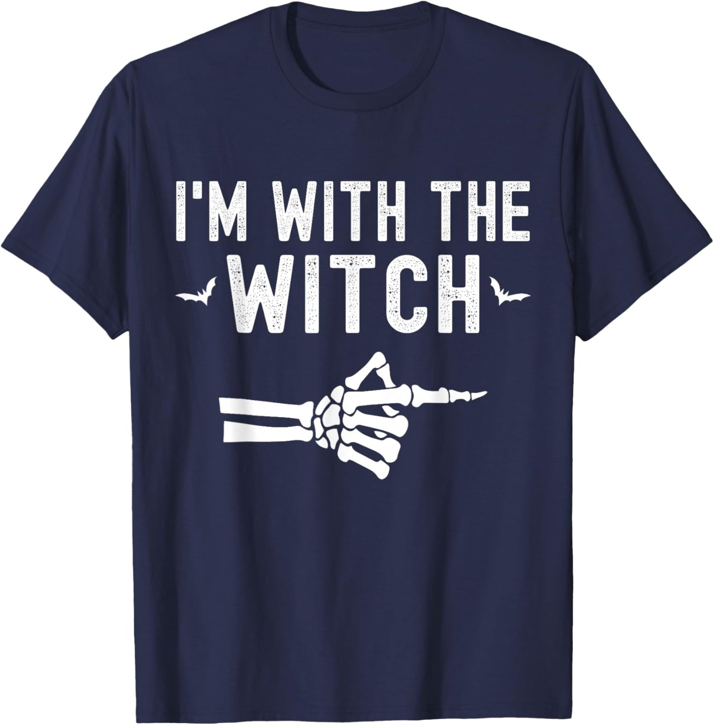 I'm With The Witch Funny Skeleton Halloween Matching Couple T-Shirt - T-Shirt | Navy