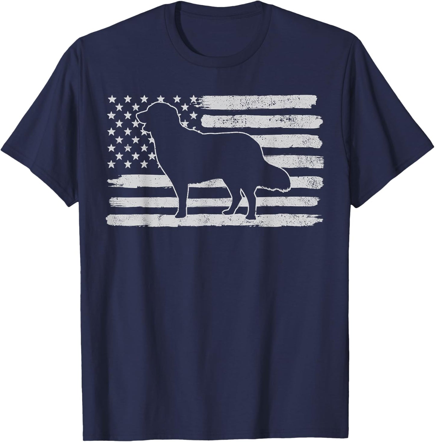 Golden Retrievers Dog USA Flag 4th of July Kids Men T-Shirt - T-Shirt | Navy