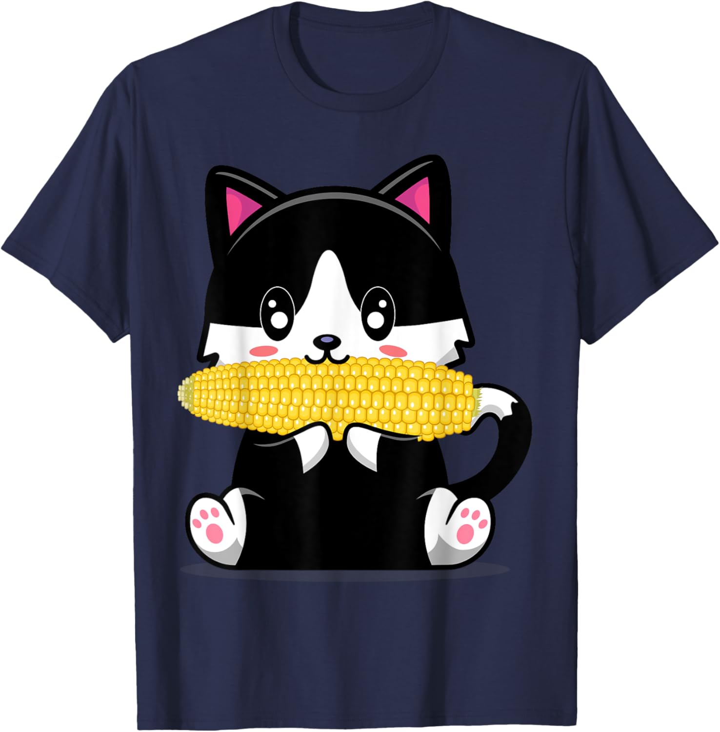Corn Costume Halloween Cat Eats Corn Women T-Shirt - T-Shirt | Navy