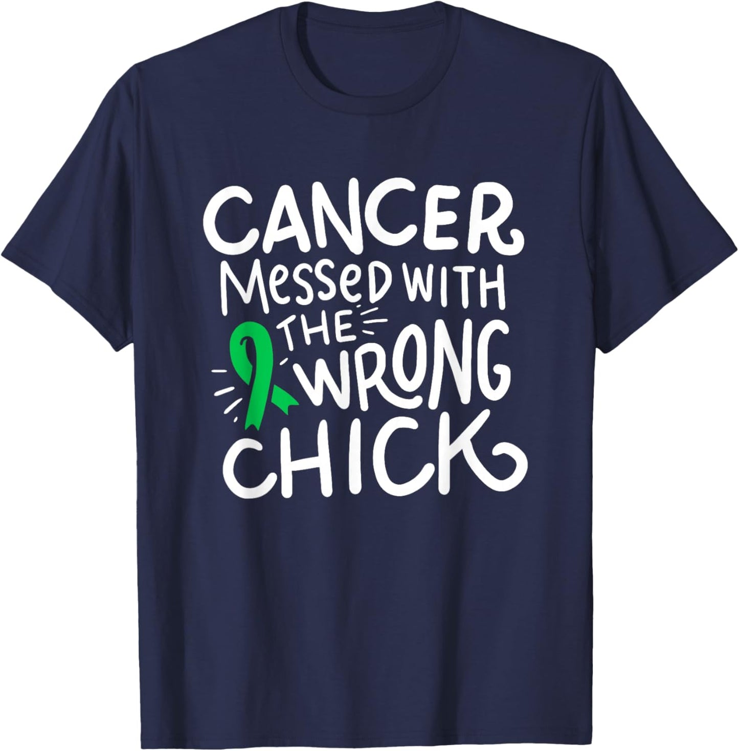 Gallbladder Cancer Survivor Bile Duct Chemo Green Ribbon T-Shirt - T-Shirt | Navy