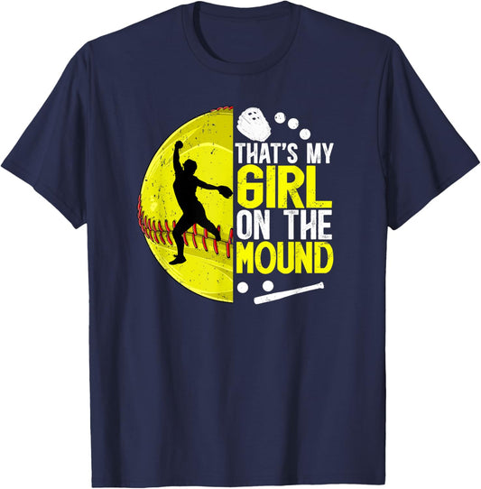 That's My Girl Softball Pitcher Mom Softball Pitcher Mama T-Shirt - T-Shirt | Navy