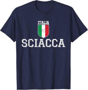 Sciacca Sicily Italia Italy Flag Sicilian Distressed T-Shirt - T-Shirt | Navy