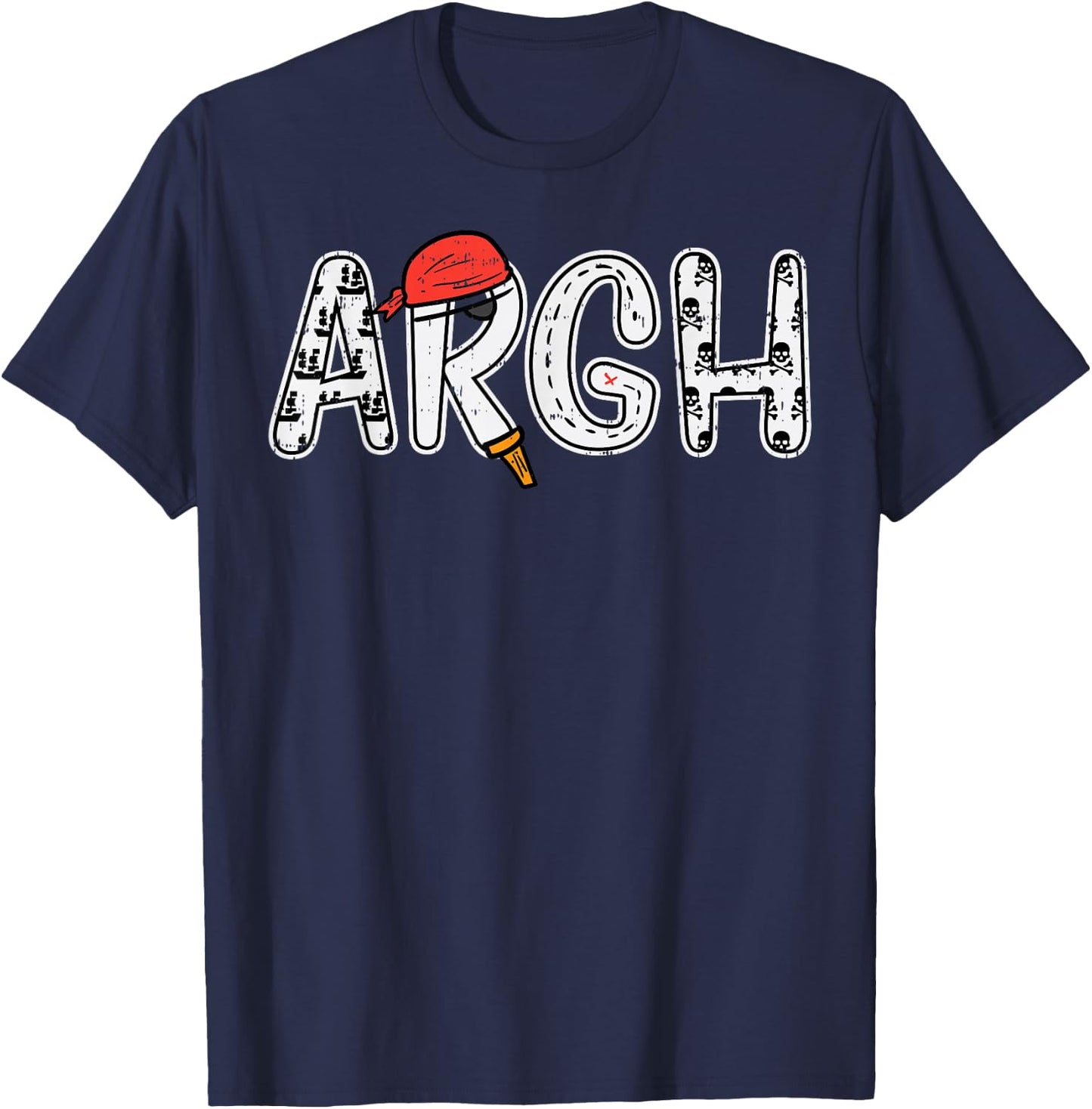 Argh Pirate Cute Halloween Costume Men Women Boys Girls Kids T-Shirt - T-Shirt | Navy