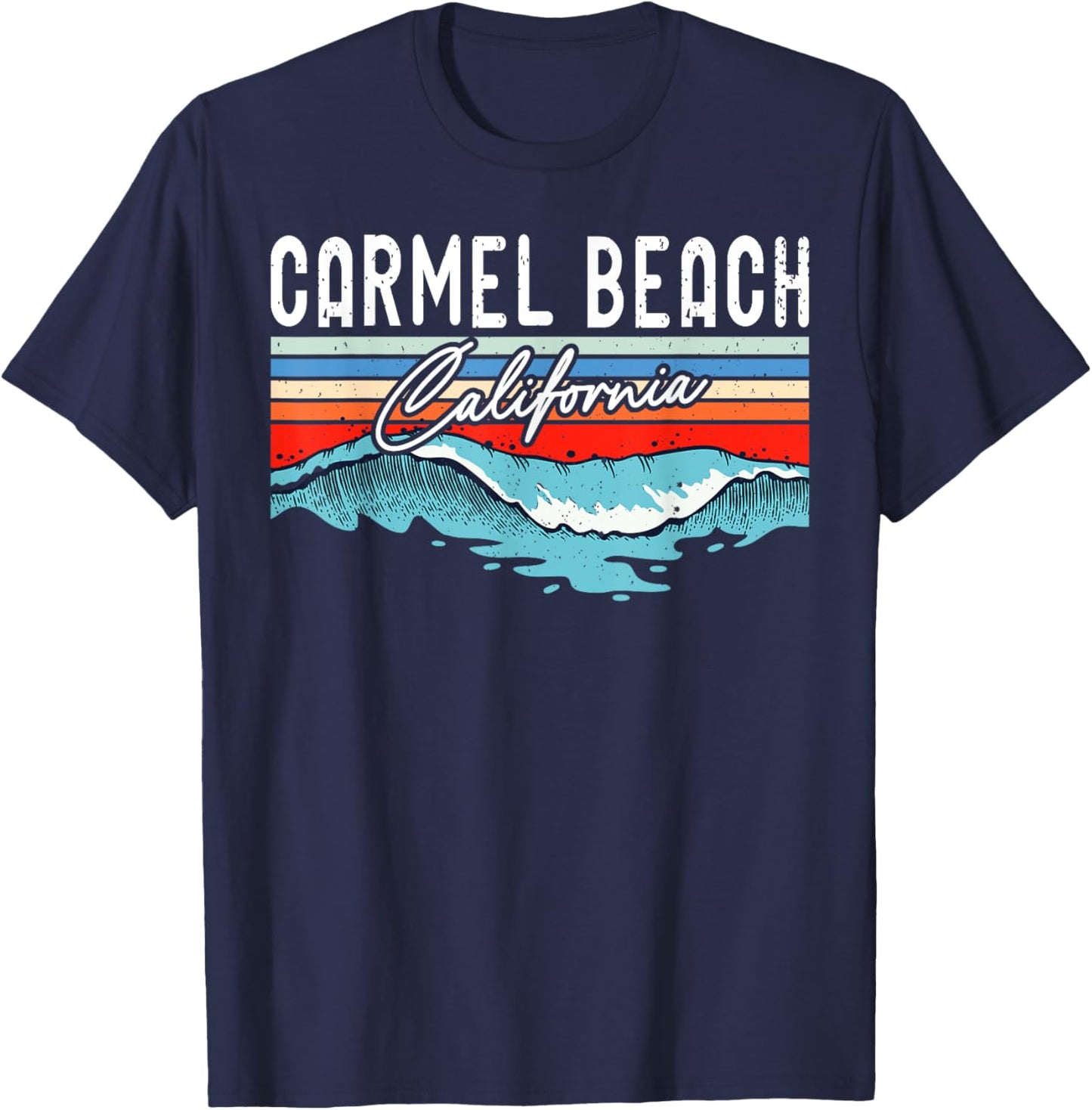 Retro Carmel Beach California Surfer Surfboarder Men Women Kids T-Shirt - T-Shirt | Navy