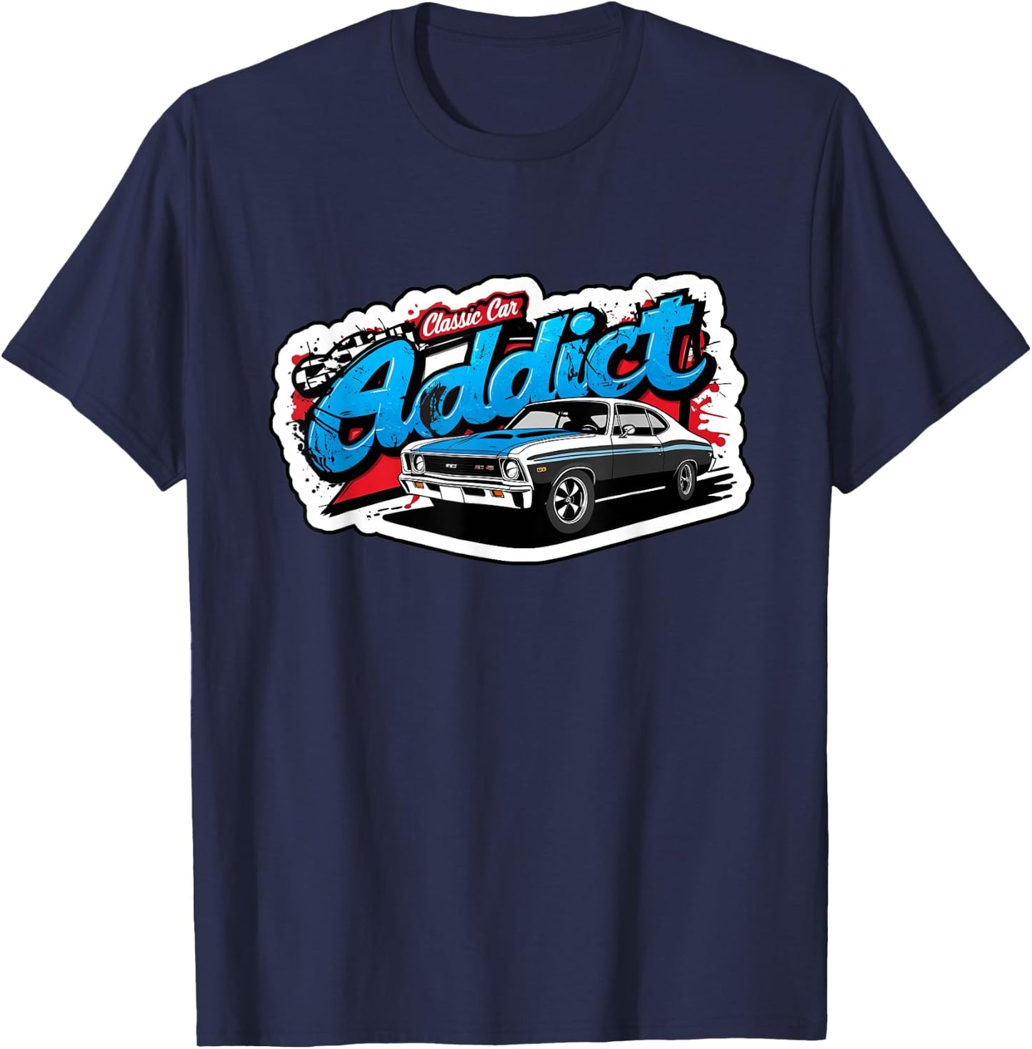 1969 69 SS Classic Car American Muscle Racing Addict 1320 T-Shirt - T-Shirt | Navy