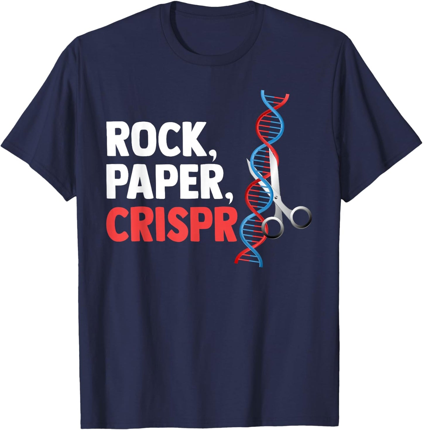 Crispr Rock Paper Scientist Biologist T-Shirt - T-Shirt | Navy
