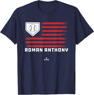 Vintage Flag Gameday Roman Anthony Prospect Baseball Fan T-Shirt - T-Shirt | Navy