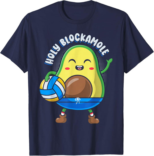 Funny Volleyball Avocado Lover Holy Blockamole T-Shirt - T-Shirt | Navy