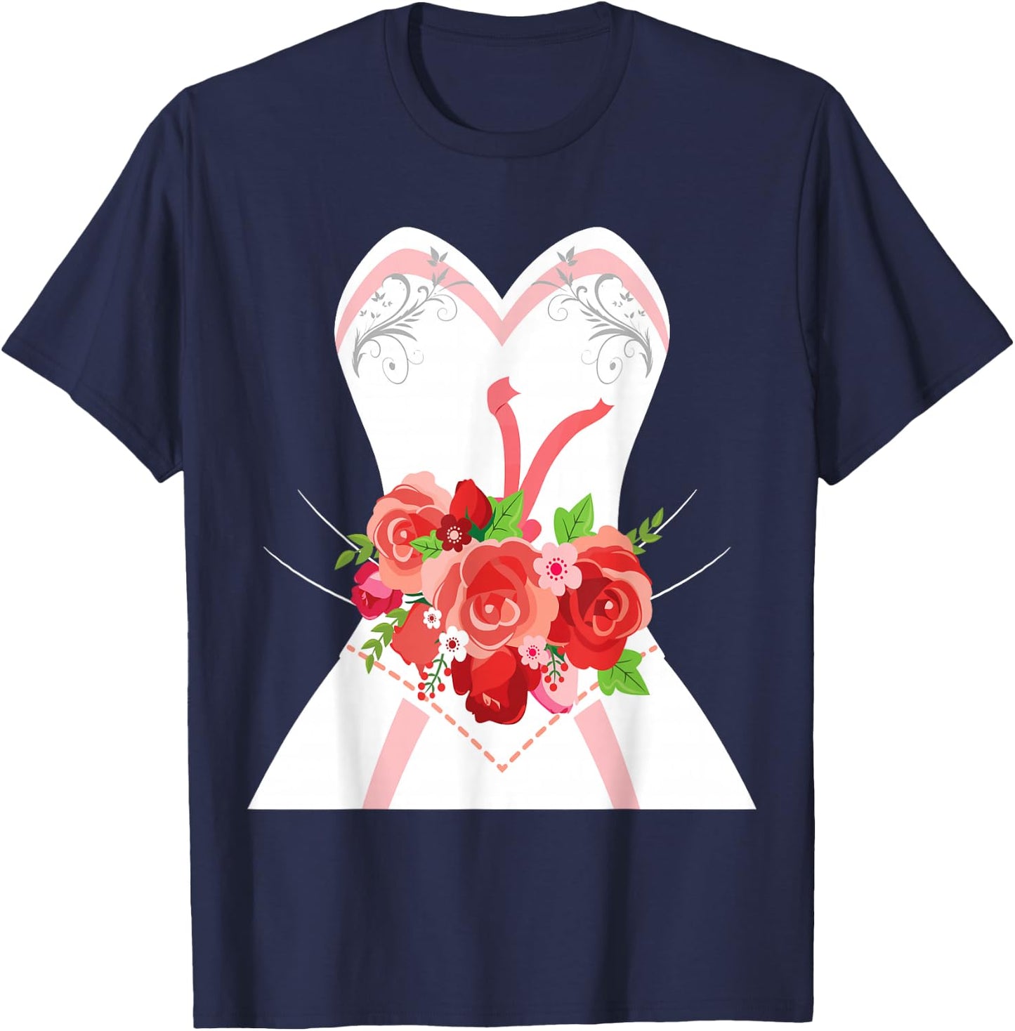 Simple Wedding Dress for Bridal Showers Gift T-Shirt - T-Shirt | Navy