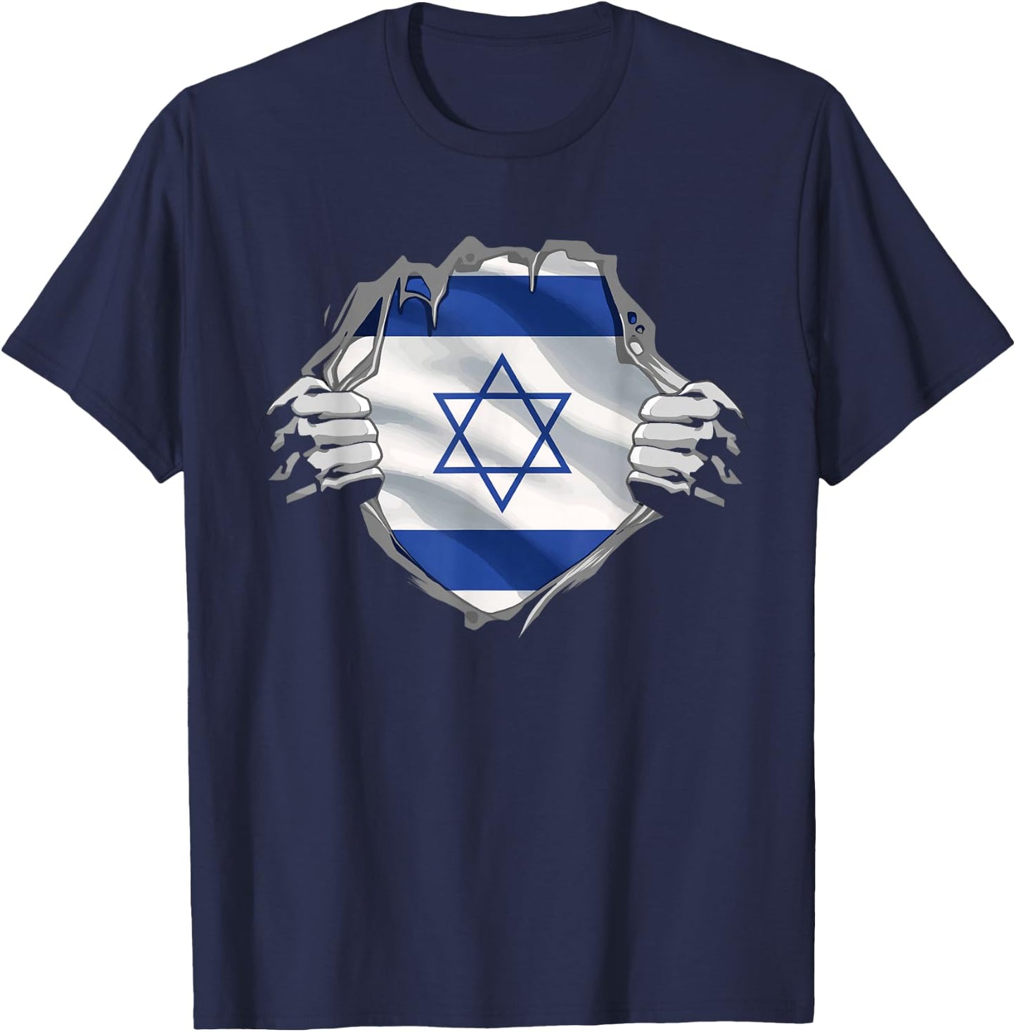 Israel Shirt Israel Flag Star of David Israeli Roots Jewish T-Shirt - T-Shirt | Navy