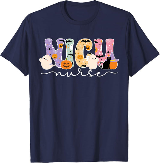 Spooky NICU Nurse Halloween NICU Nursing T-Shirt - T-Shirt | Navy