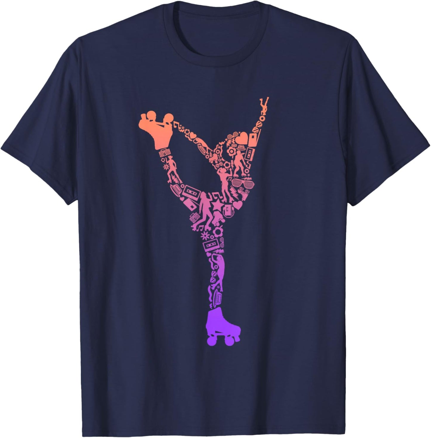 Roller Skates Roller Skates Symbols Girls Roller Skates T-Shirt - T-Shirt | Navy