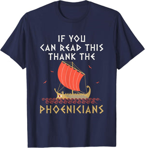 Funny Phoenician Alphabet Designs If You Can Read This Thank the Phoenicians -Adults Black Small T-Shirt - T-Shirt | Navy