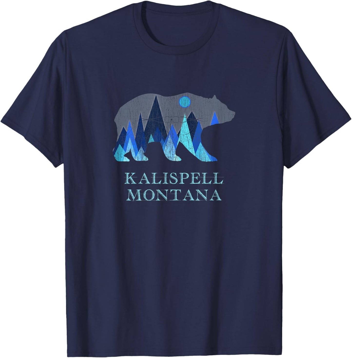 Vintage Kalispell Montana Grizzly Bear T-Shirt - T-Shirt | Navy