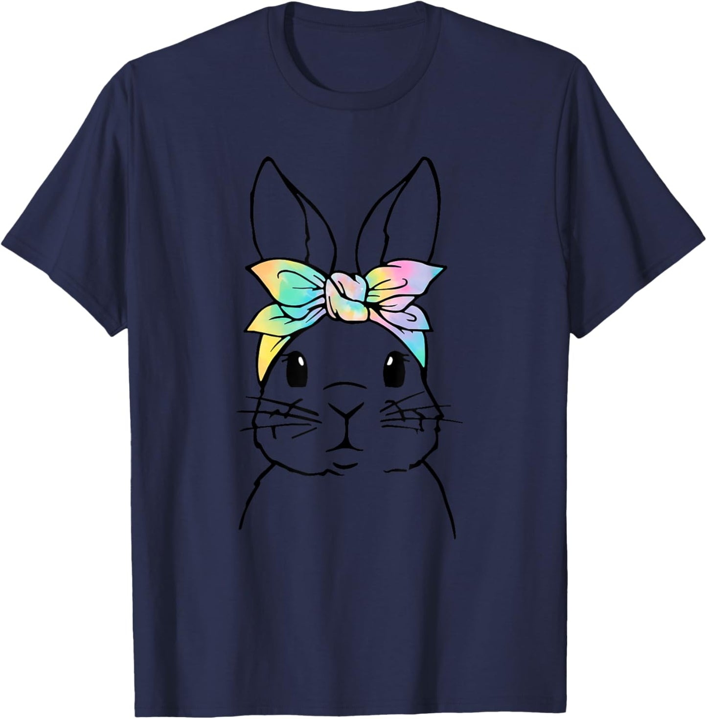 Cute Bunny Face Tie Dye Rabbit Easter Day Women Girls Kids T-Shirt - T-Shirt | Navy
