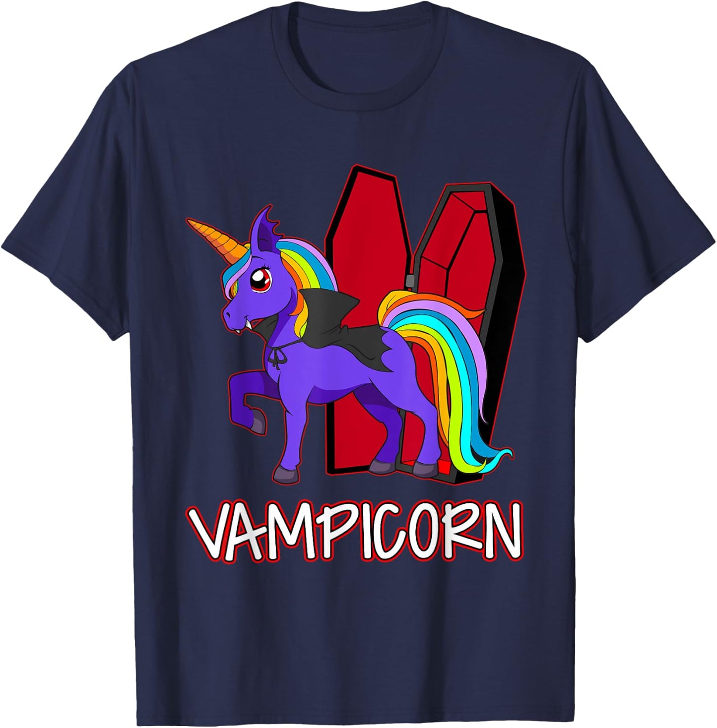 Unicorn Vampire Vampicorn Cute Women Halloween Party T-Shirt - T-Shirt | Navy