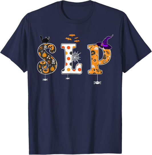 Speech Language Pathologist Speech Therapy SLP Halloween T-Shirt - T-Shirt | Navy