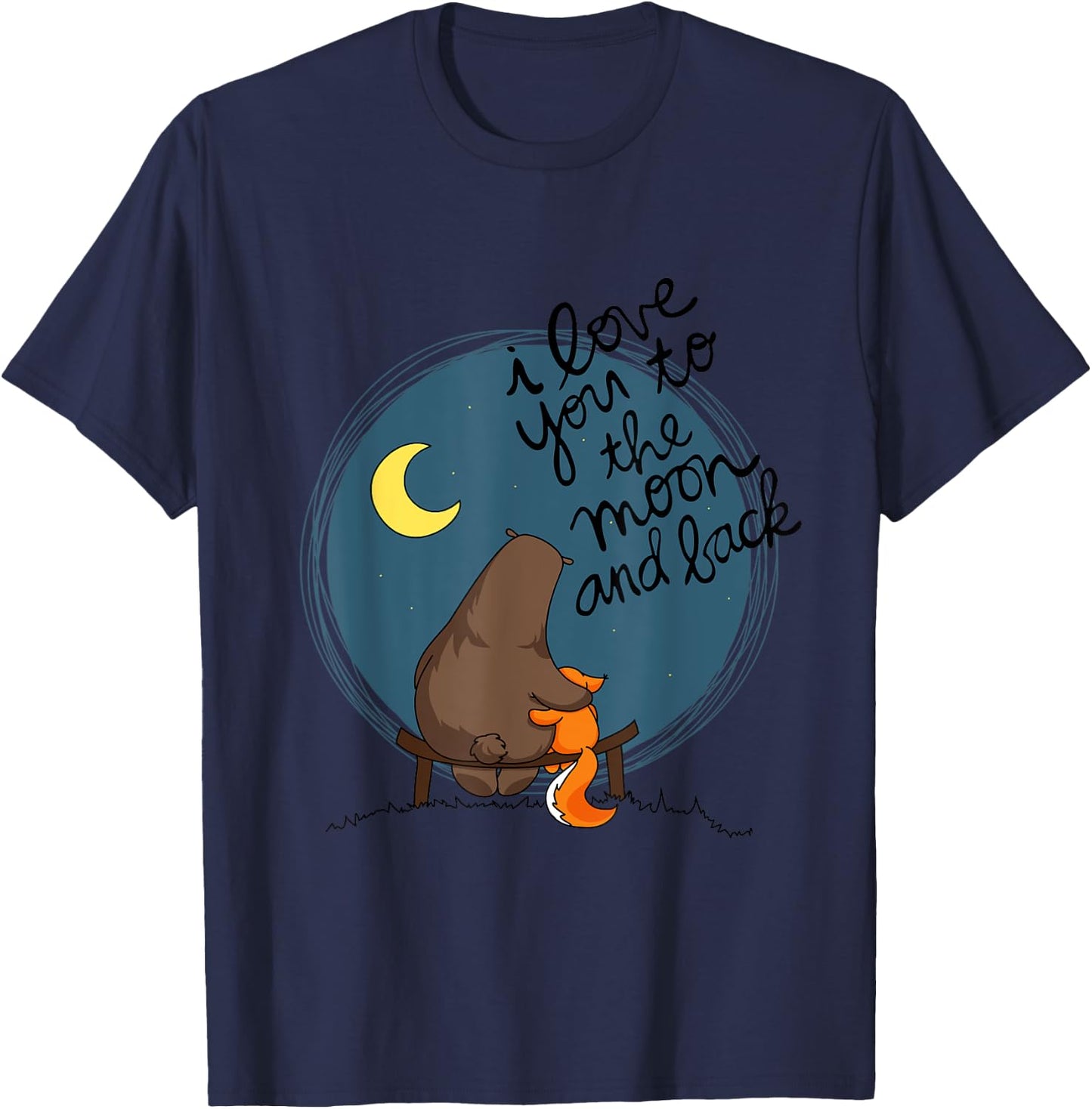 Cute I Love You To The Moon And Back Bear & Squirrel T Shirt T-Shirt - T-Shirt | Navy