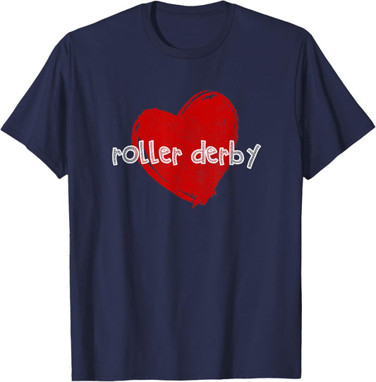Love Roller Derby Heart Funny Cute Gift Skaters Girls T-Shirt - T-Shirt | Navy