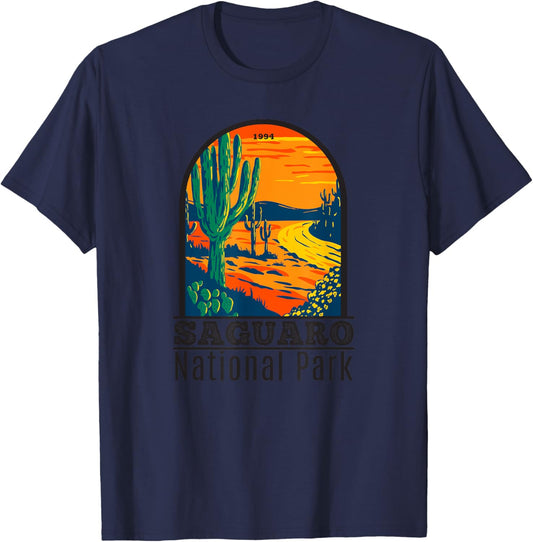 Saguaro National Park Vintage Cactus T-Shirt - T-Shirt | Navy