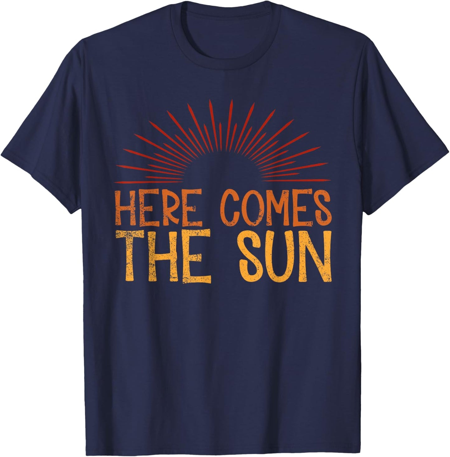 Here Comes The Sun Vintage Retro Beach Summer Vacation T-Shirt - T-Shirt | Navy