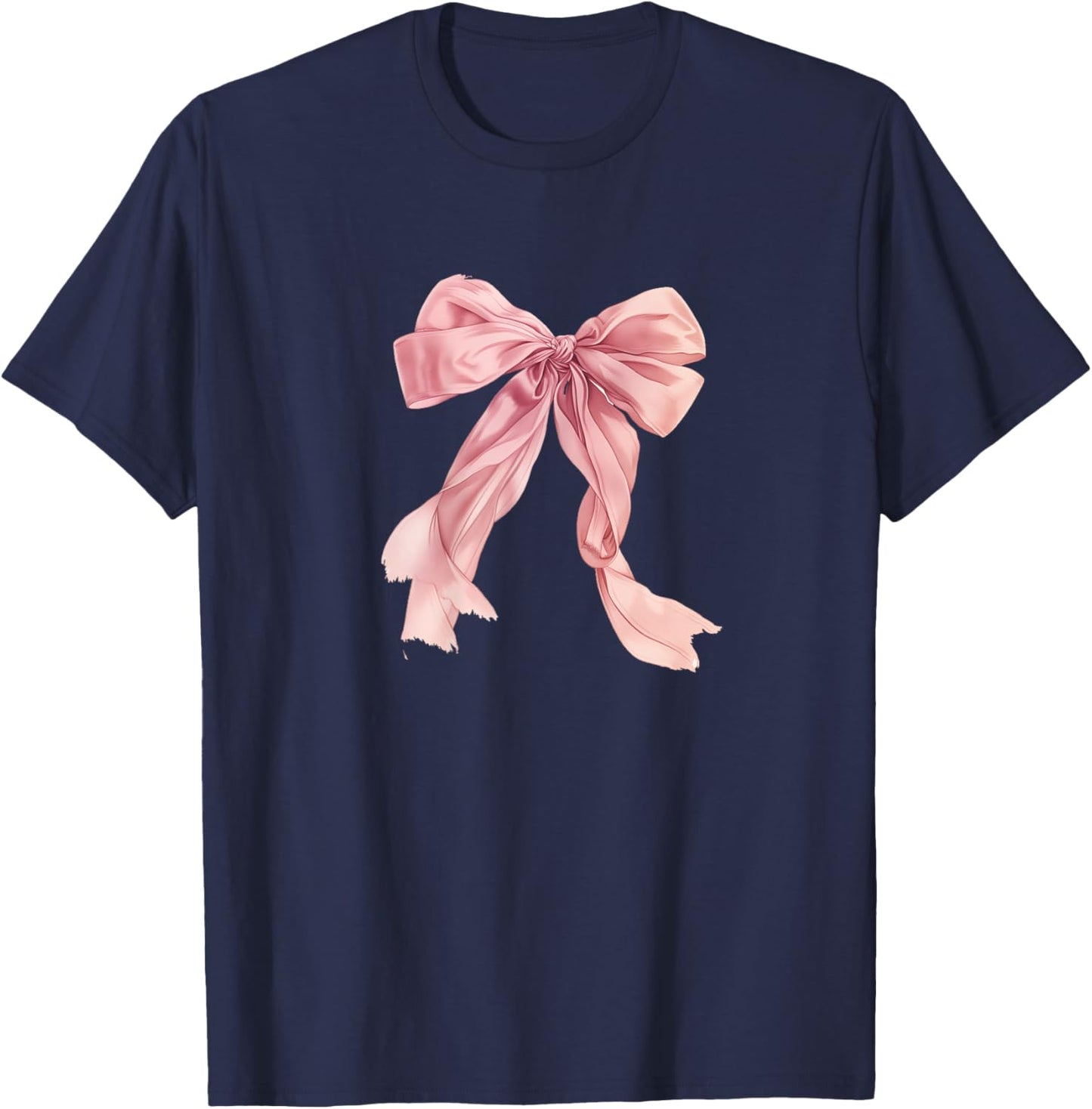 Baby Pink Bow Cute Coquette y2k Clean Girl Aesthetic Women T-Shirt - T-Shirt | Navy