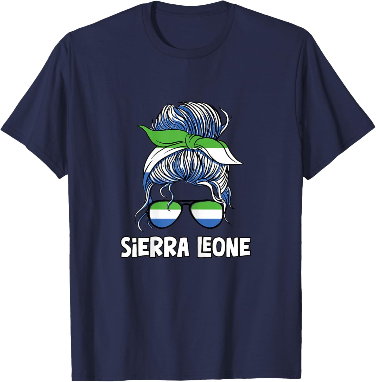 Sierra Leone Girl African Girls Flag T-Shirt - T-Shirt | Navy
