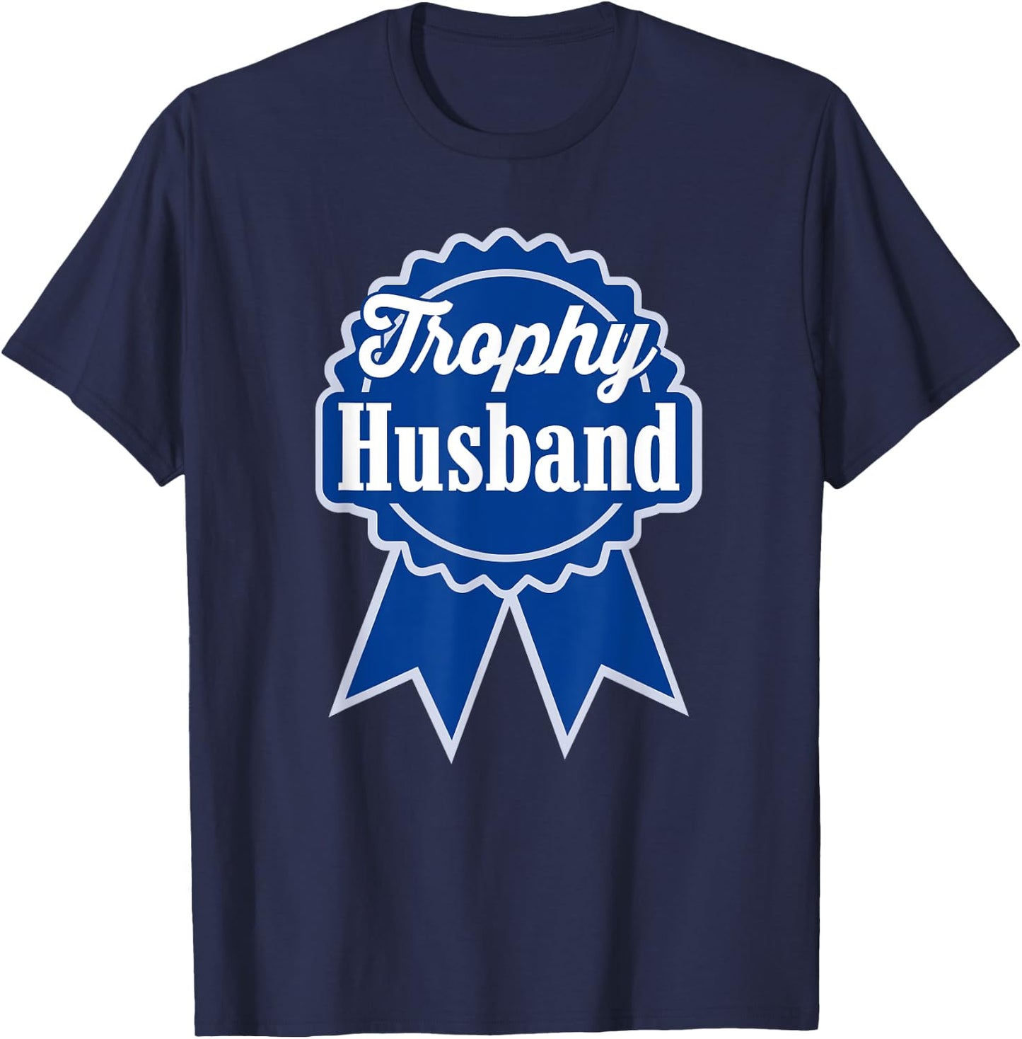 Trophy Husband Retro Ribbon Style T-Shirt - T-Shirt | Navy