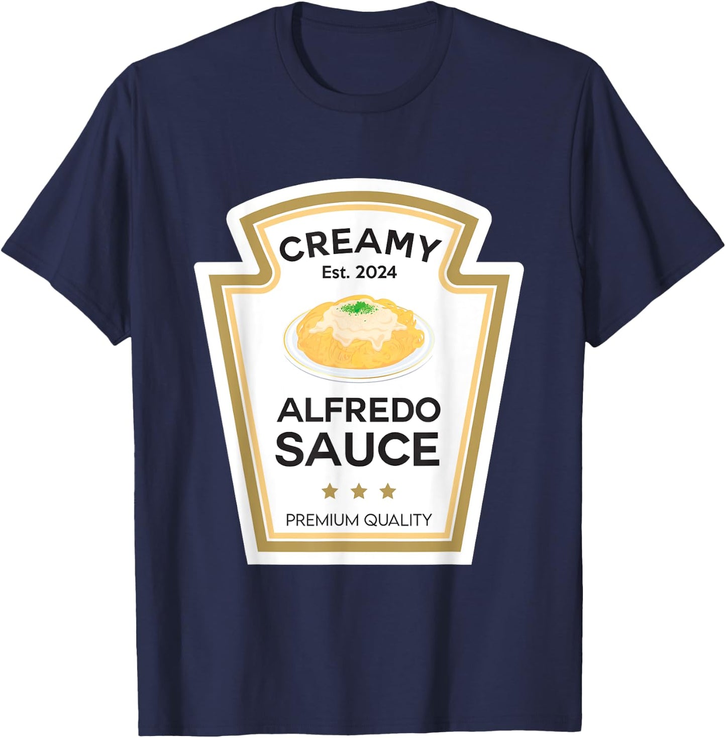 Creamy Alfredo Sauce Condiment With Jesus Christian Family T-Shirt - T-Shirt | Navy