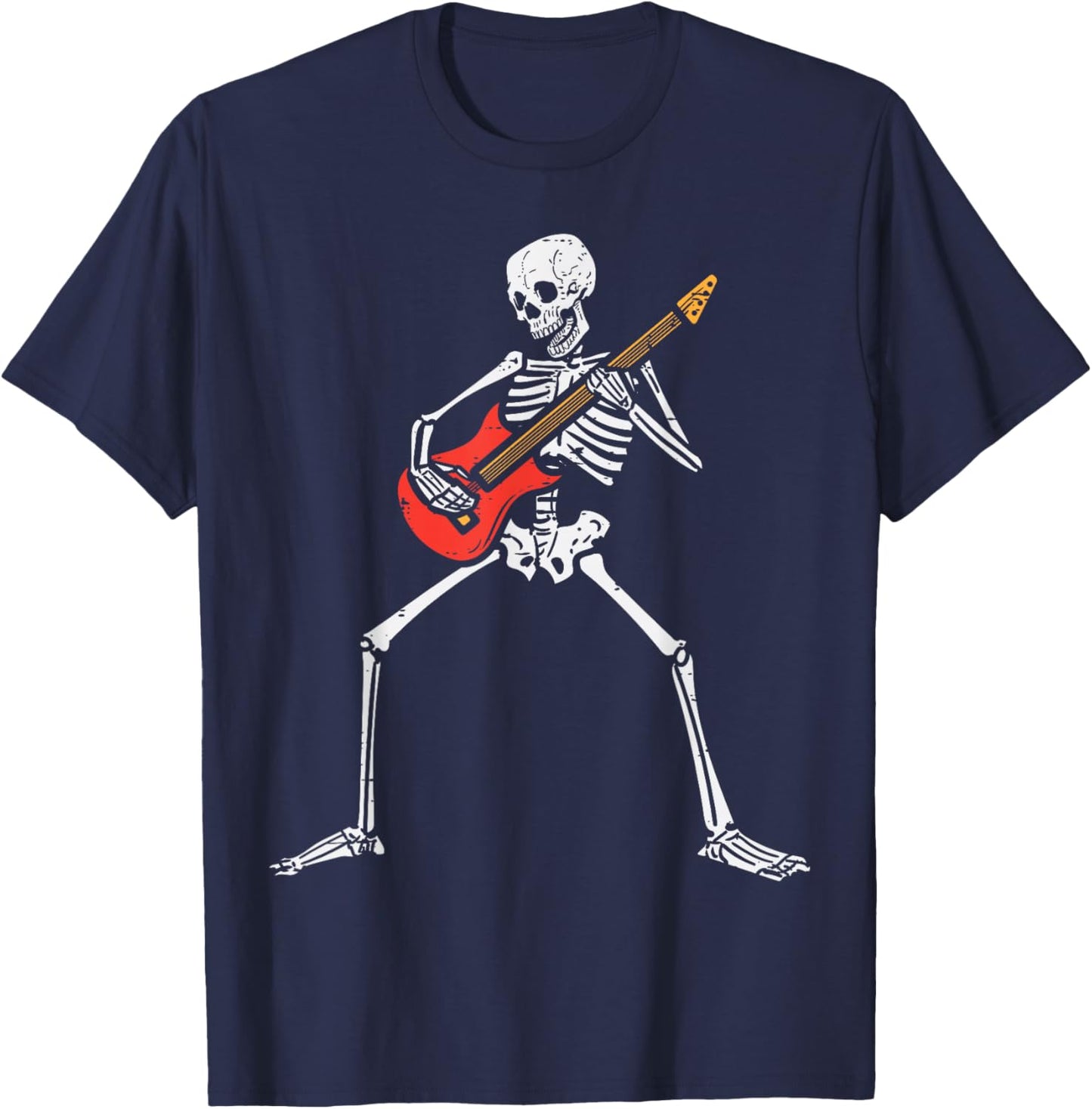 Halloween Skeleton Rocker Guitar Punk Rock Costume Men Women T-Shirt - T-Shirt | Navy
