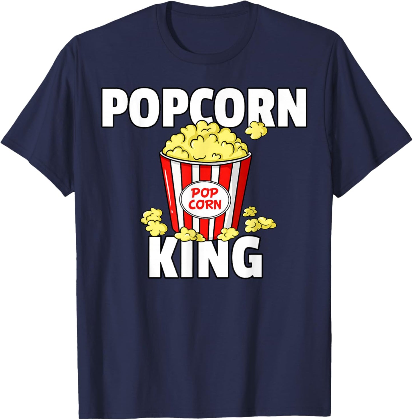 Popcorn King Cinema Movie Snack T-Shirt - T-Shirt | Navy