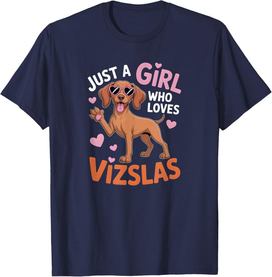 Girls Vizsla T-Shirt - T-Shirt | Navy