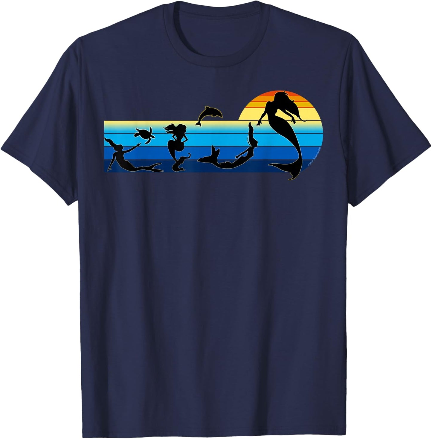 Nautical Swimming Mermaids in the Sea - Mermaids T-Shirt - T-Shirt | Navy