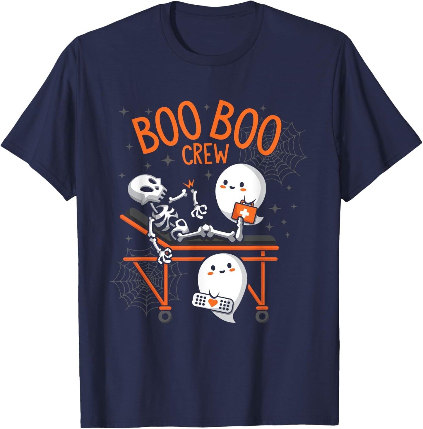 Boo Boo Crew Ghost Doctor Paramedic EMT Nurse Halloween T-Shirt - T-Shirt | Navy