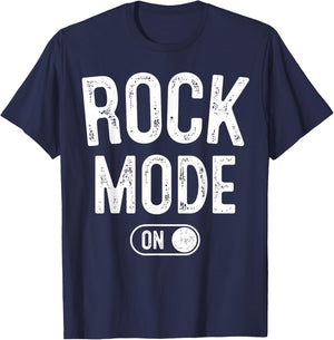 Rock Mode On Funny Rocker Gift Guitar Lover Guitarist T-Shirt - T-Shirt | Navy
