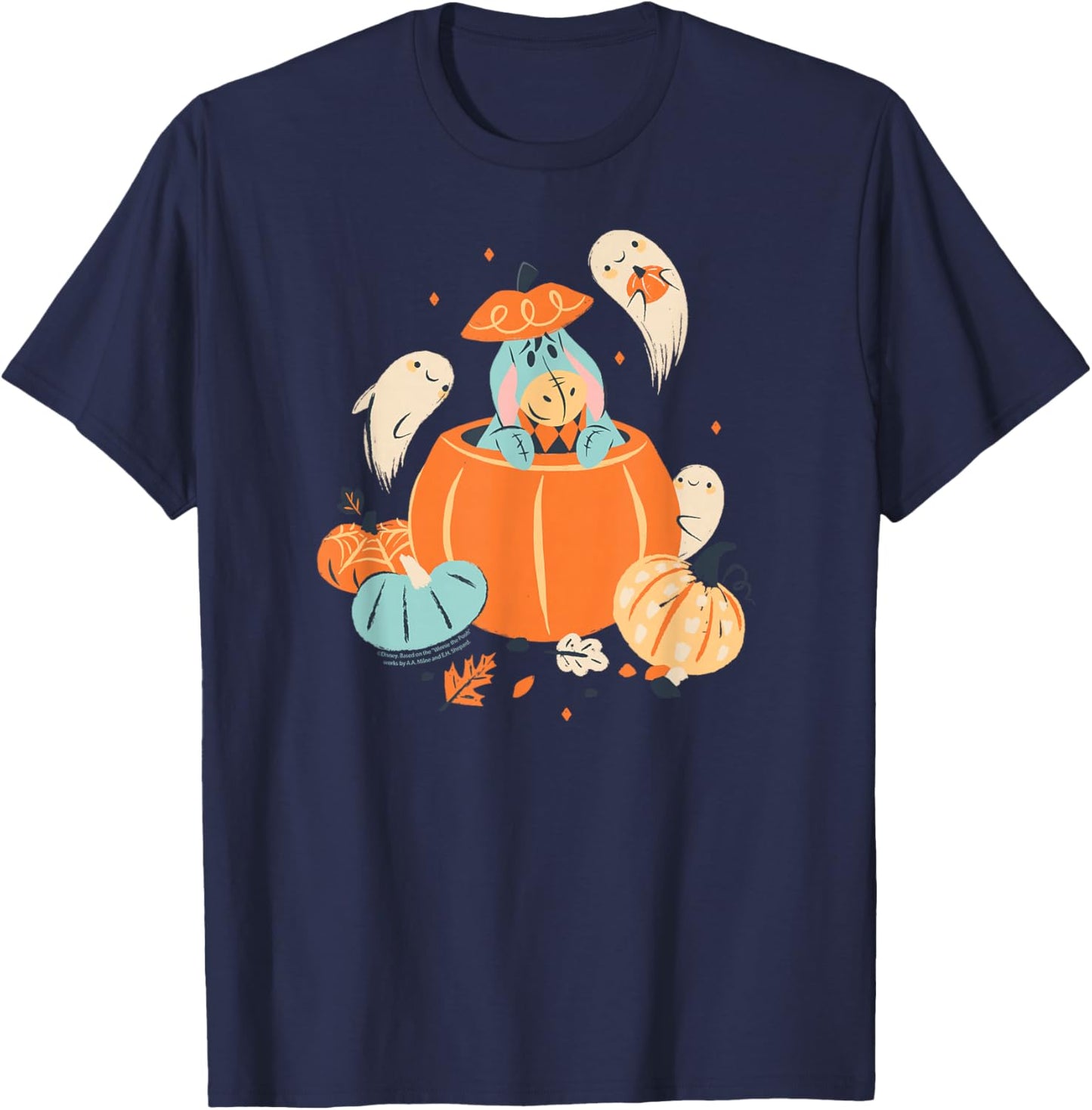 Disney Winnie the Pooh Eeyore Pumpkin & Ghost Pals Halloween T-Shirt - T-Shirt | Navy