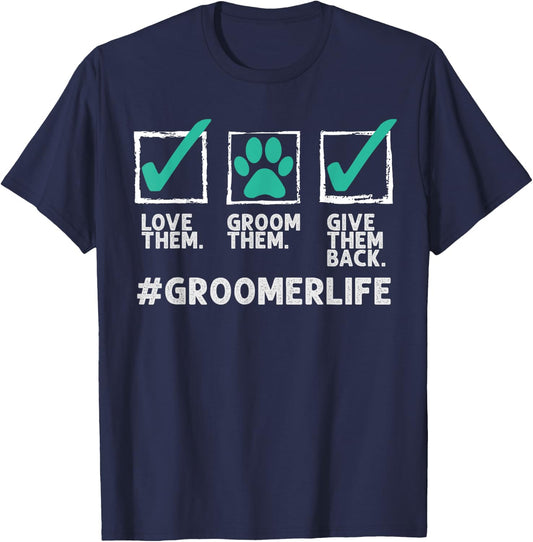 Funny Dog Groomer Gift Women Cool Pet Dog Grooming T-Shirt - T-Shirt | Navy