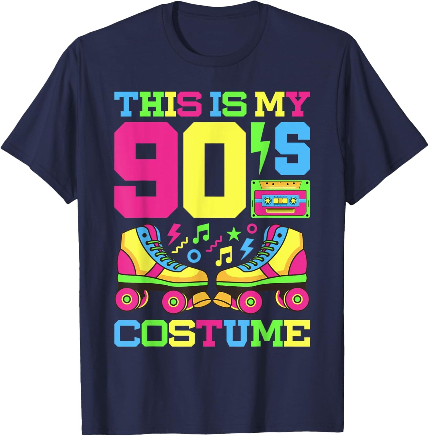 90s Costume 1990s Theme Party Nineties Styles Fashion Outfit T-Shirt - T-Shirt | Navy