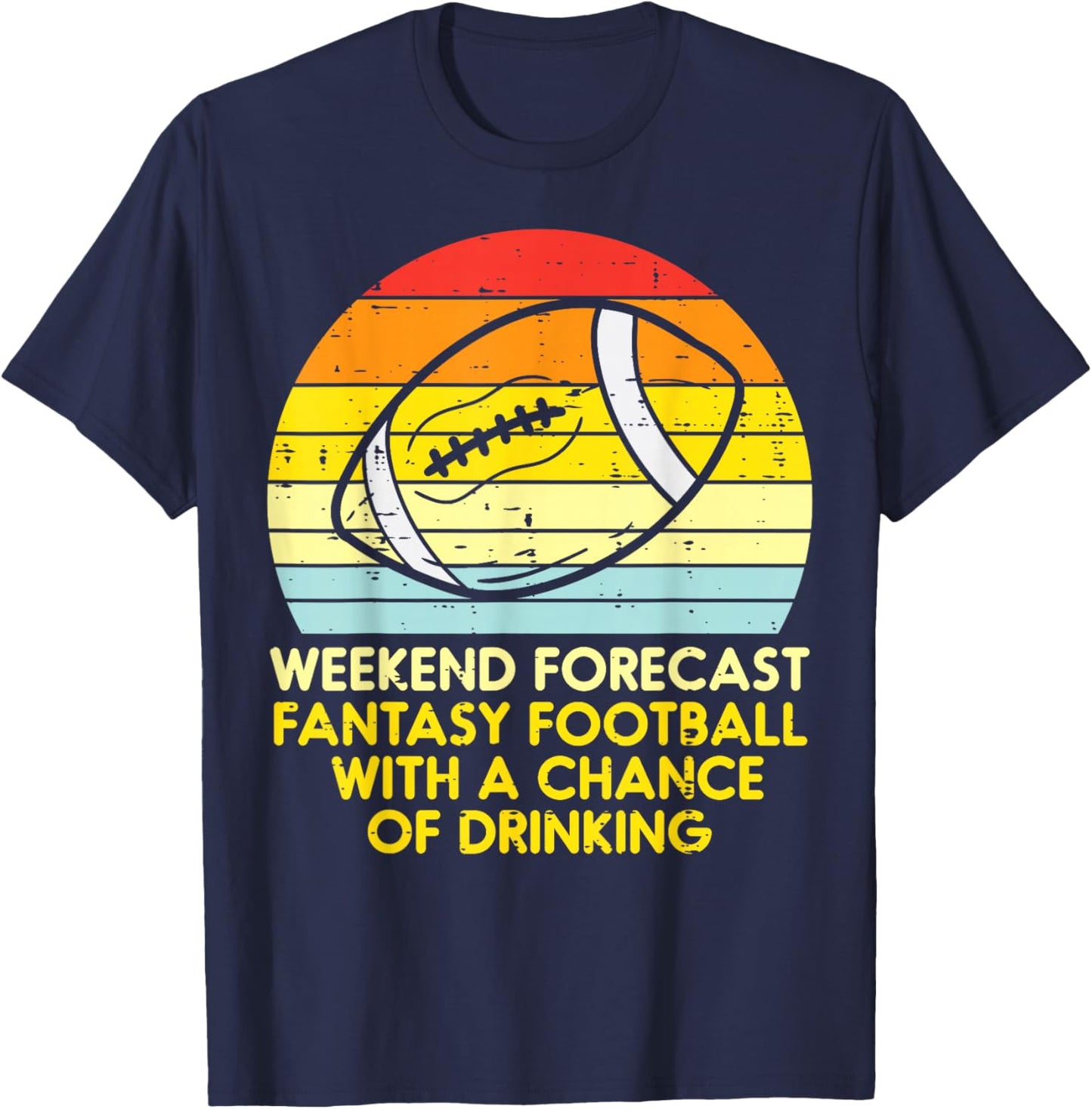 Fantasy Football Weekend Forecast Retro Draft Party Dad Men T-Shirt - T-Shirt | Navy
