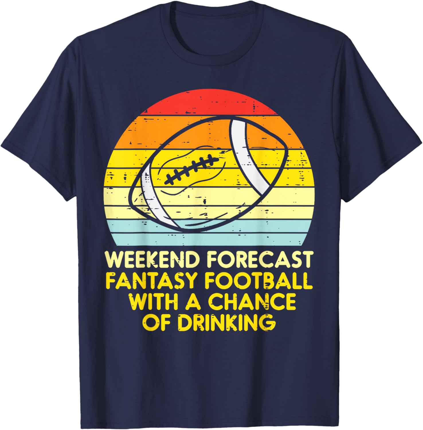 Fantasy Football Weekend Forecast Retro Draft Party Dad Men T-Shirt - T-Shirt | Navy