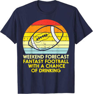 Fantasy Football Weekend Forecast Retro Draft Party Dad Men T-Shirt - T-Shirt | Navy