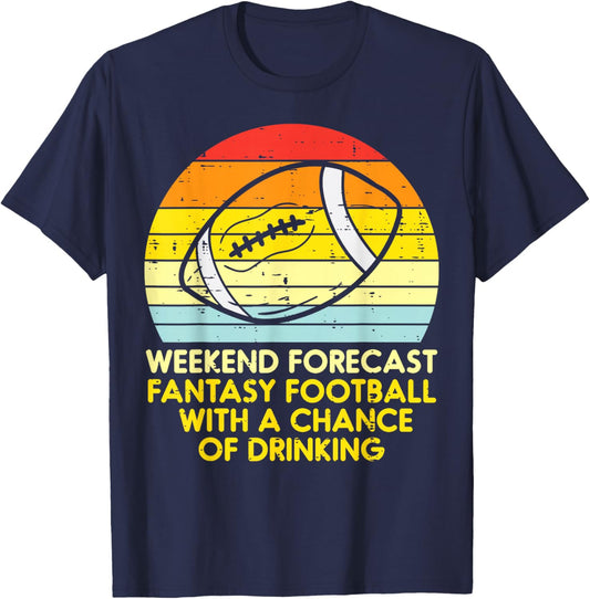 Fantasy Football Weekend Forecast Retro Draft Party Dad Men T-Shirt - T-Shirt | Navy