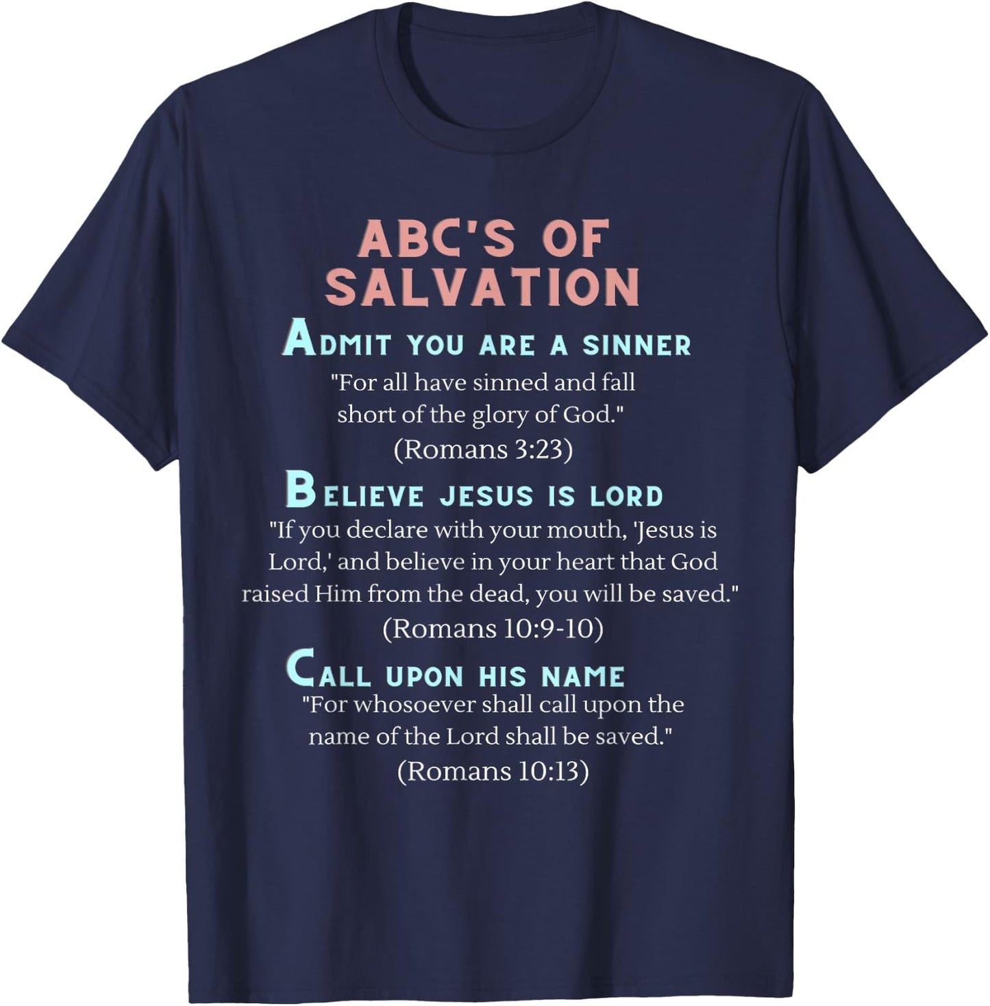 Clove & Lime Designs ABC's of Salvation ,.Blue,Small T-Shirt - T-Shirt | Navy