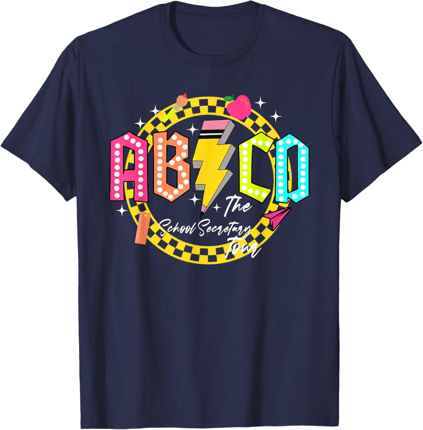 Funny School Secretary Tour Back to school Gift ABCD Teacher T-Shirt - T-Shirt | Navy