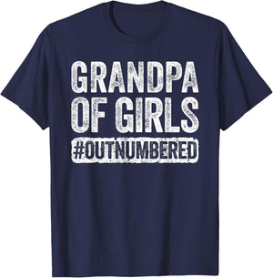 Grandpa of Girls Outnumbered Shirt Men Papa Fathers Day T-Shirt - T-Shirt | Navy